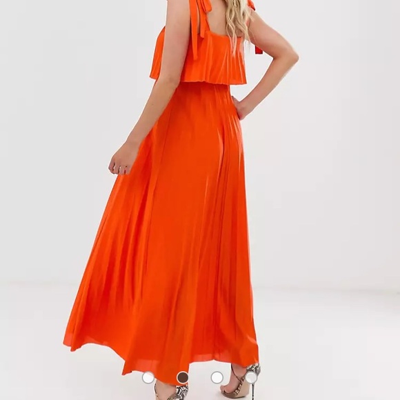 ASOS Maternity Nursing tie shoulder pleated crop top maxi dress - 12 - Picture 2 of 7